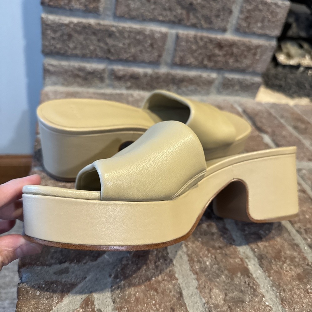 Vince Womens Margo Slip On Chunky Platform Block Heel Sandal Size 8.5 Tan #175 - Picture 9 of 16